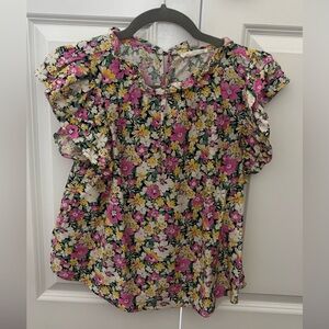 Mine Floral Ruffle Sleeve Blouse - Size M